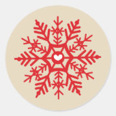 Sticker Rond Red Snowflake Heart Scandinave Noël Design (Devant)