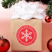 Sticker Rond Red Special Delivery from Santa to Name Snowflake