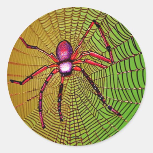 Sticker Rond Red Spider sur le Web (Devant)