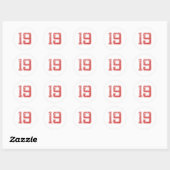 Sticker Rond Red Sports Jerzee Numéro 19 (Feuille)
