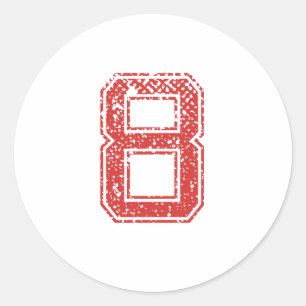 Sticker Rond Red Sports Jerzee Numéro 8