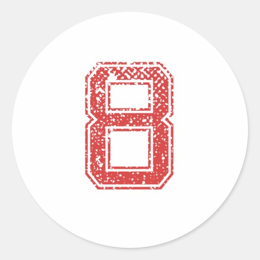Sticker Rond Red Sports Jerzee Numéro 8 (Devant)
