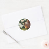 Sticker Rond Red Squirrel and Daisies Cute Photo (Enveloppe)