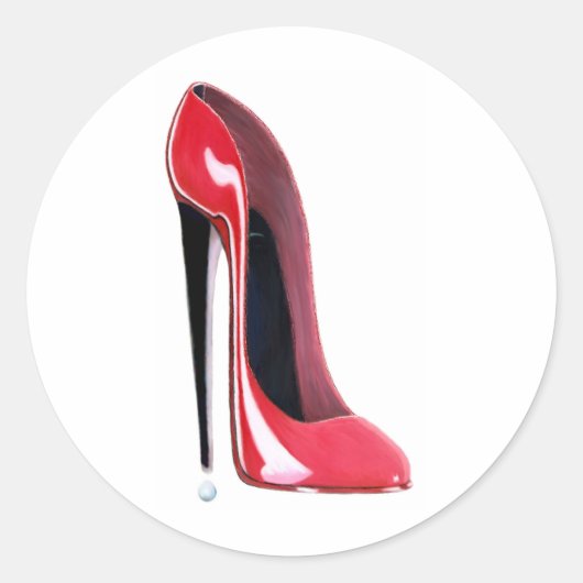 Sticker Rond Red Stiletto High Heel Chaussure Art (Devant)
