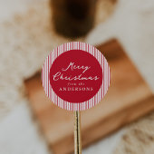 Sticker Rond Red Stripes moderne Joyeux Noël