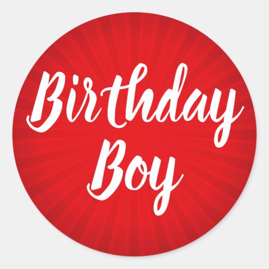 Sticker Rond Red Sunburst fête d'anniversaire (Devant)