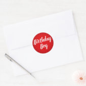 Sticker Rond Red Sunburst fête d'anniversaire (Enveloppe)