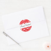 Sticker Rond Red Swirl, Joyeux Noël ! (Enveloppe)