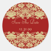 Sticker Rond Red & Tan Ecru Enregistrer La Date (Devant)