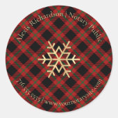 Sticker Rond Red Tartan Snowflake Noël (Devant)