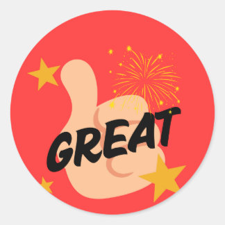 Sticker Rond Red Thumbs up mignon récompense d'enseignant