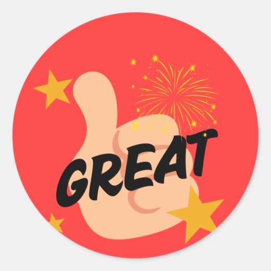 Sticker Rond Red Thumbs up mignon récompense d'enseignant (Devant)