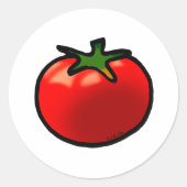 Sticker Rond Red Tomato Whimsical Custom Art (Devant)