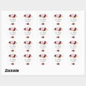 Sticker Rond Red Tropical and Romantic Love & Merci Mariage (Feuille)