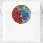 Sticker Rond Red Varsity 2017 Graduation Class avec photo (Sac)