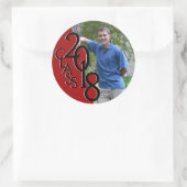 Sticker Rond Red Varsity 2018 Graduation Class avec photo (Sac)