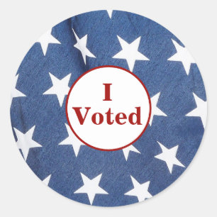 Sticker Rond Red White and Blue Stars I Voted Election Gear