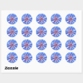 Sticker Rond Red White & Blue Starburst (Feuille)