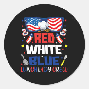 Sticker Rond Red White Blue Sungles Lunch Lady Crew 4 juillet