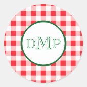 Sticker Rond Red White Check MONOGRAM (Devant)