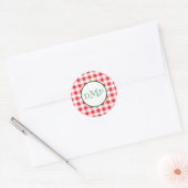 Sticker Rond Red White Check MONOGRAM (Enveloppe)