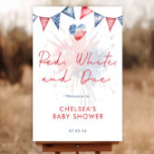 Sticker Rond Red White & Due Baby Shower 