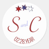 Sticker Rond Red White et Blue Stars Première initiale (Devant)