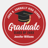 Sticker Rond Red White High School Graduate sur mesure (Devant)