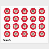 Sticker Rond Red White Stars Whimsical Rustic Kraft Avec Amour (Feuille)