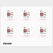 Sticker Rond Red Winter Bear & Snowmen Merci | Hiver (Feuille)