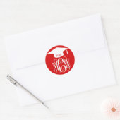 Sticker Rond Red Wt Vine Script Monogramme Graduation do-it-you (Enveloppe)