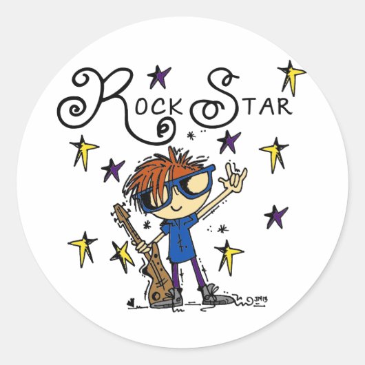 Sticker Rond Redhead Boy Rock Star (Devant)