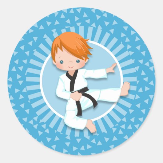 Sticker Rond Redhead Karate Boy Judo Martial Arts (Devant)