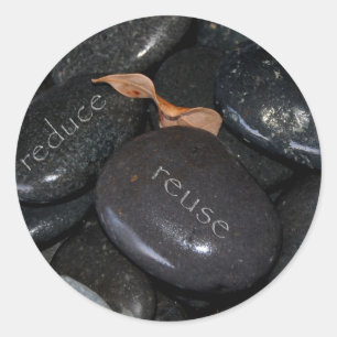 Sticker Rond réduire la réutilisation des roches recyle