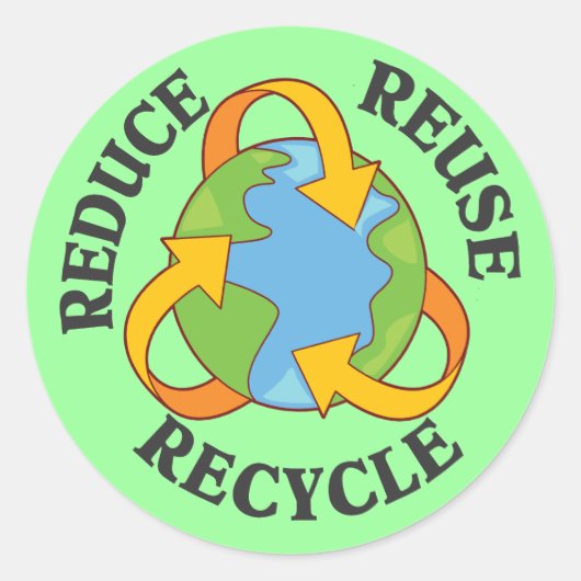 Sticker Rond Réduire la réutilisation du recyclage (Devant)