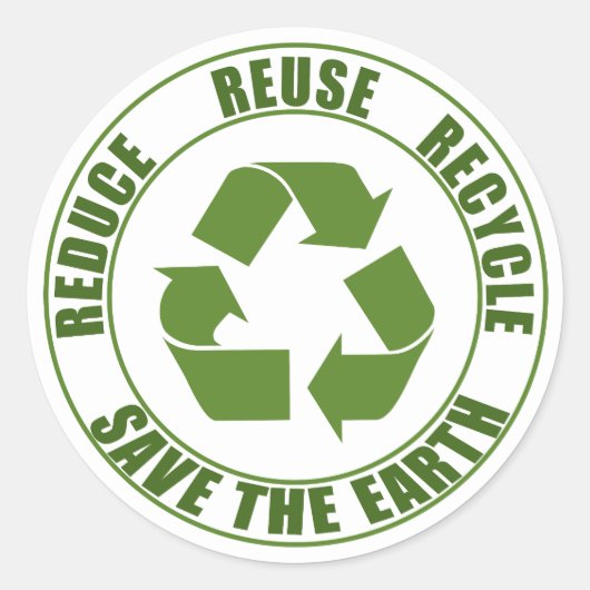 Sticker Rond Réduire la réutilisation du recyclage (Devant)
