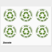 Sticker Rond Réduire la réutilisation du recyclage (Feuille)