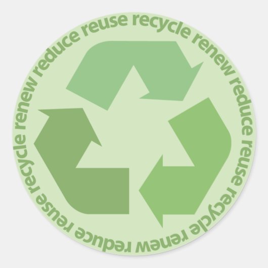 Sticker Rond Réduire la réutilisation Recycler Renouveler Stick (Devant)