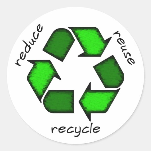 Sticker Rond Réduisez, réutilisez, Recycler l'autocollant (Devant)