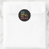 Sticker Rond Reel Cool Big Brother Funny Matching Famille Pêche (Sac)