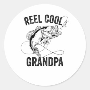 Sticker Rond Reel Cool Grandpa Retro Fête des pères cadeau de