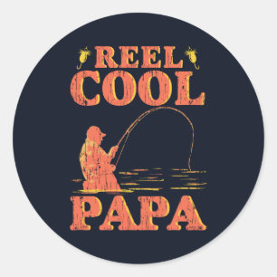 Sticker Rond Reel Cool Papa Funny Pêche papa Fête des pères