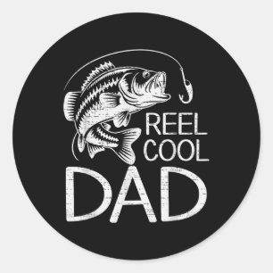 Sticker Rond Reel Cool Papa Pêche Pêcheur Pêcheur Poisson Amour