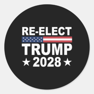 Sticker Rond Réélire Donald Trump 2028 Élection Us Républicain 