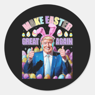 Sticker Rond Refaire Pâques Grande Encore Drôle de Lapin Trump
