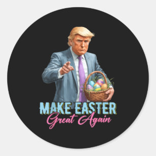 Sticker Rond Refaire Pâques Grande Encore Drôle Trump Printemps