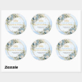 Sticker Rond Refined Dusty Blue Gold Eucalyptus 15th Birthday  (Feuille)