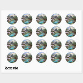Sticker Rond Reflets d'étang : Ensemble d'autocollants de templ (Feuille)