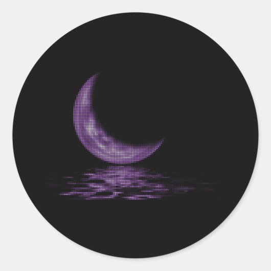 Sticker Rond Réflexion Crescent Moon Sur Le Lac Purple (Devant)