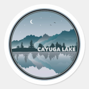 Sticker Rond Réflexion de Cayuga Lake New York